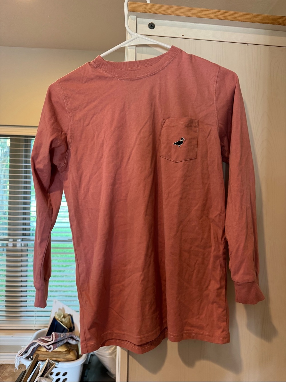 Kids Long-Sleeve Pocket Tee in Dusty Rose